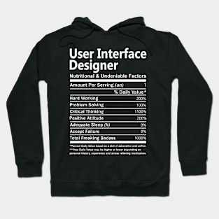 User Interface Designer T Shirt - Nutritional and Undeniable Factors Gift Item Tee Hoodie